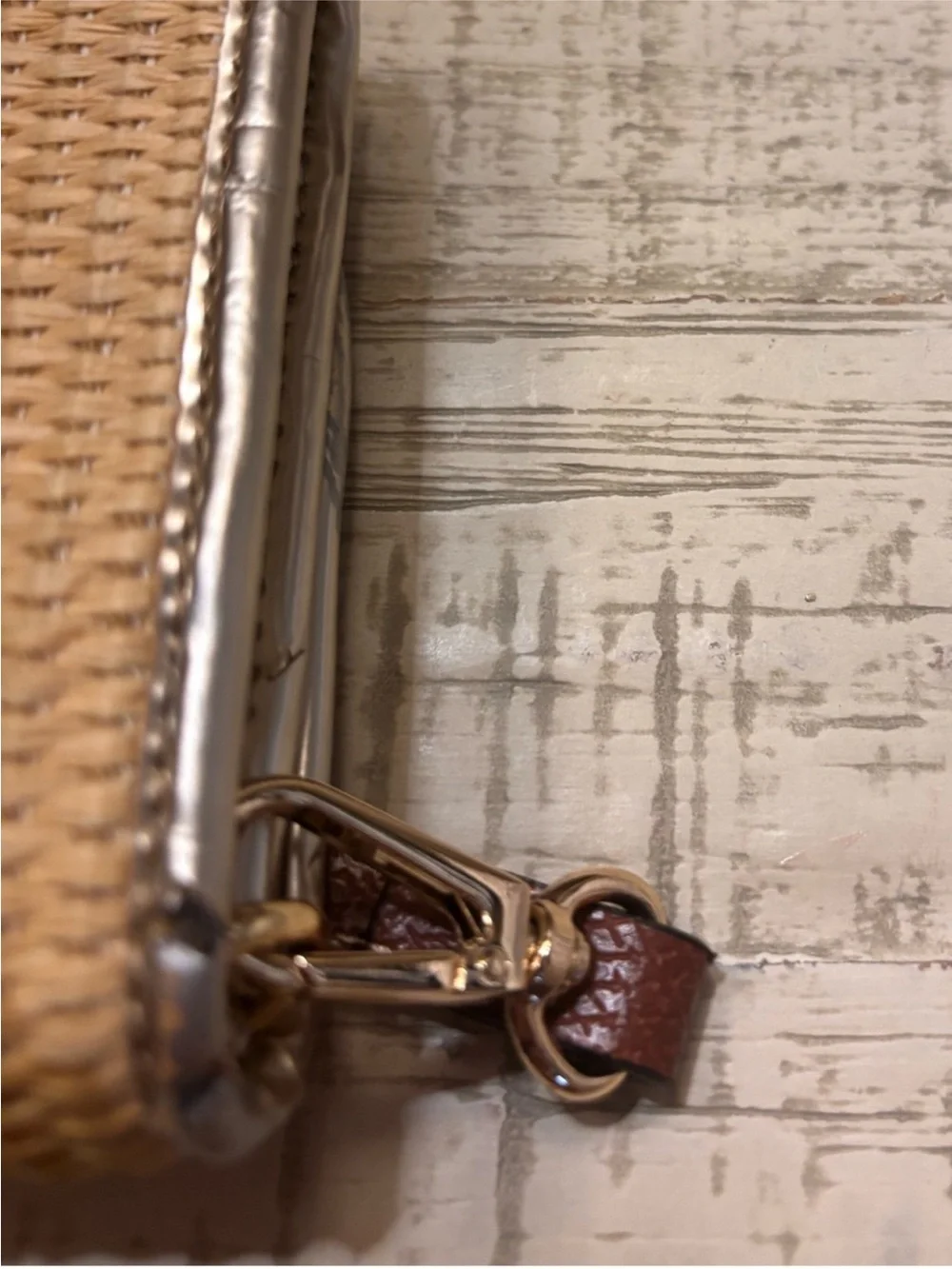 Cute Tory Burch Beige Woven Crossbody with Dark Brown Strap